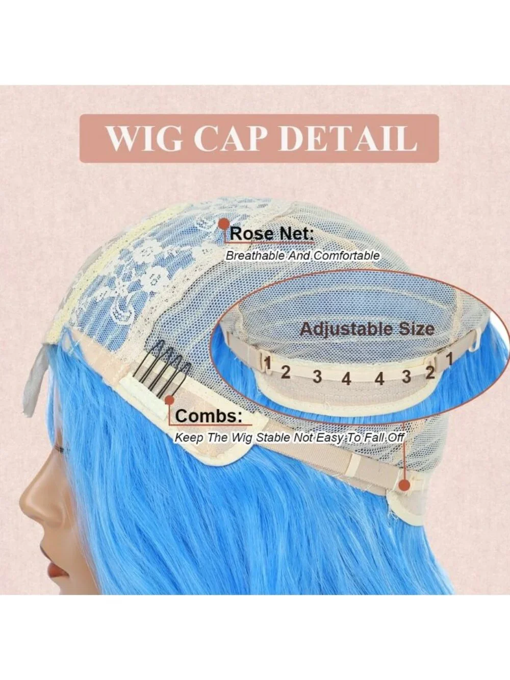 26 Inch Women's Blue Long Wavy Curly Hair Wig Halloween Cosplay